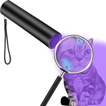 HUHKOUAE 365nm UV Flashlight Black Light,Portable Handheld USB Rechargeable Cat Ringworm Detector lamp,for Dog Cat Care and Resin Curing,Anti-counterfeiting Identification and Analyzing Skin (Black)