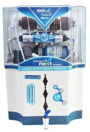Aquagrand SkyLand Copper filter + 18 L RO + UV + UF + TDS + COPPER FILTER Water Purifier | White,Blue