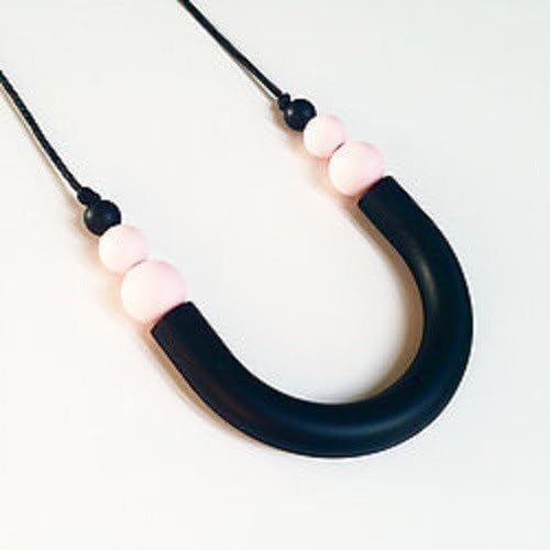 Mama Knows Silicone Teething Necklace - Agnes Black & Soft Pink