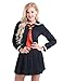 Produktbild YiZYiF Damen Mädchen Japan Kostüm Langärmelige Anzug Cosplay Uniform Anime Uniform Sailor Schulmädchen Kostüm Fasching Party Karneval Kostüm Dunkel Marine X-Large