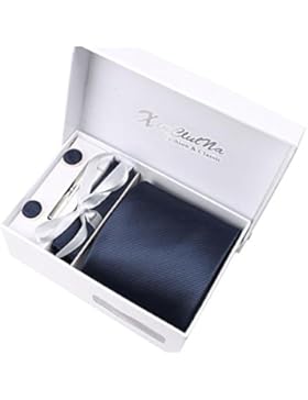 Herren Krawatten set mit ManschettenKnöpfe, Einstecktuch und Krawatte Bar Geschenk Set