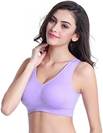 FEN Bras Ladies Bra Ultra Comfort Seamless Bra Breathable Movement Yoga Adjustable Bra Shockproof Underwear No Trace No Rims Bra (Color : Purple)
