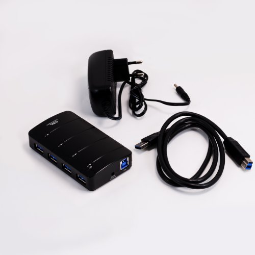 CSL – 4 Port USB 3.0 HUB Aktiv (SuperSpeed) | inkl. Schnelladefunktion (Fast Charging Port) | bis zu 5 GBit/s | aktiv sowie passiv | schwarz - 3