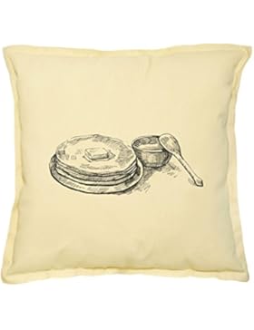 Blini Pancakes Printed Khaki Decorative Throw Pillows Case VPLC_02 Size 18x18