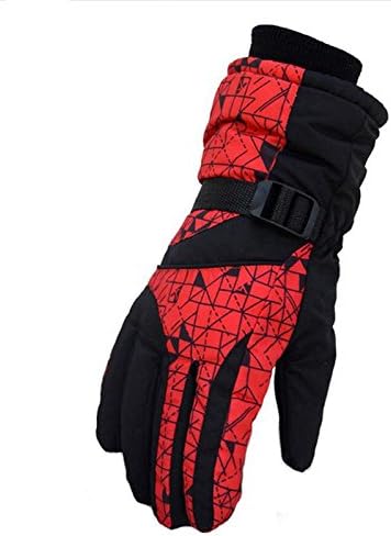 YANXH Outdoor Ski Cotton Gloves Riding Waterproof Men and Women Keep Warm Gloves , red stripe