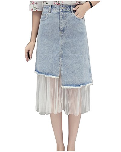 panelled denim skirt