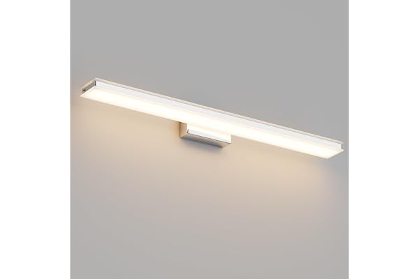 Klighten Lampe Miroir Salle de Bain LED 60cm, 20W 2000LM Applique Moderne, 3000K Blanc Chaud, 110-240V, Chrome
