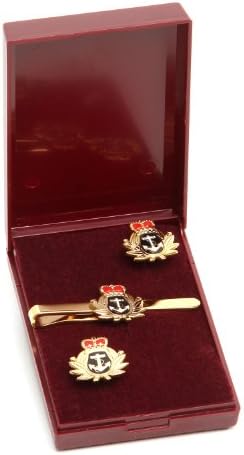 royal navy crown and anchor cufflink and tiebar giftset, military giftware and accessories