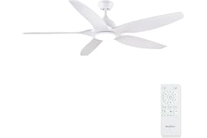 Newday Deckenventilator mit Beleuchtung und Fernbedienung,153CM Leise Deckenventilator mit Lampe Große, Deckenventilator Winterbetrieb Weiß mit 5 Gang-DC-Motor, 3 Farbtemperaturen, Timer