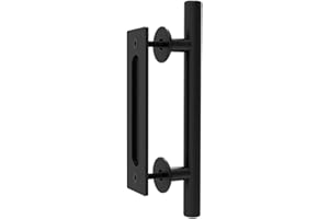 CCJH Manija de la Puerta del Granero Corredera Tirador de Manija de Puerta Negra Moderno para Puerta de Madera (30 cm)