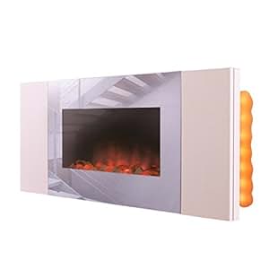 Elektrischer Wandkamin "White Wall" mit LED-Backlight und Fernbedienung