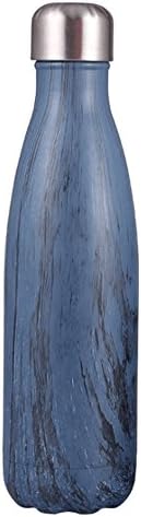 Insulated Stainless Steel Water Vacuum Bottle Flask Double-walled for Outdoor Sports Hiking Running Wooden Texture, 500ml
