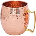 S N INTERNATIONAL Pure Copper Unique Hammered Design Moscow Mule Mug with Brass Handle.
