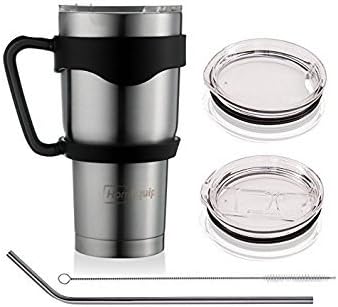 HomEquip 30oz Insulated Tumbler Set for Coffee Cup- Stainless Steel, Vacuum Double Wall Travel Mug with 2 Spill & Splash Resistant Lids & Straw