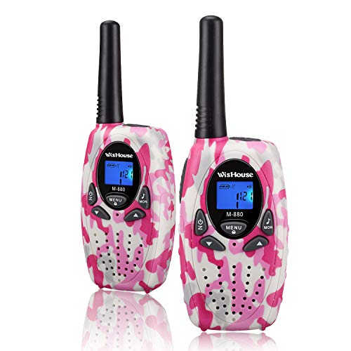 Wishouse Walkie Talkie Kinder, Funkgerät Set Spy-Gear Spielzeuge Geburtstagsgeschenk 3Km Reichweite 8 Kanal Walky Talky Geburtstag Geschenk für Mädchen ab 3 4 5 6 7 8 9 10 11 12 Rosa Tarnung