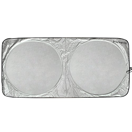 Meeeno Parasol Plegable De Coche Luna Delantera Protector Parabrisas Sombrilla Vehículo Cortina de Sol Ventana Universal Sol Coche + Antideslizante Mat Móvil GPS (160cm x 80cm)
