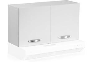 REDÒKASA Pensile per cucina componibile da 90 cm con due ante, realizzata in legno 100% MADE IN ITALY disponibile con o senza cappa (Senza Cappa, Bianco)