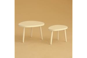 Minamzee 1:12 Miniature Dollhouse Coffee Table Set, 2Pcs White Wood Mini House Furniture Side Table, Modern Dollhouse Accessories for Living Room