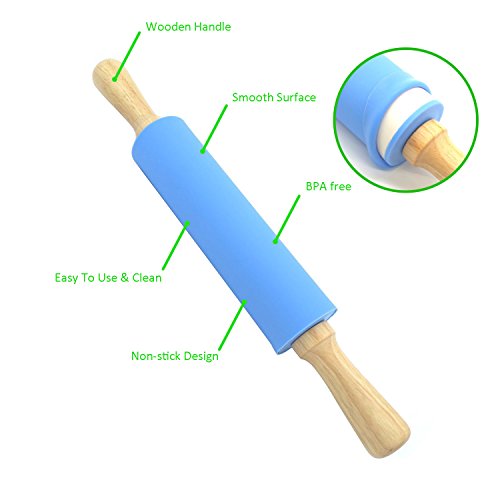 Jamhoo mattarello in silicone antiaderente e grande tappetino per