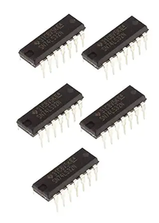 INVENTO 5Pcs SN74LS32N 7432 IC OR Gate Logic Gate, 74LS32, 2 Input, 8 mA, 4.75 V to 5.25 V, DIP-14