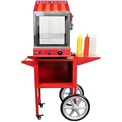 KuKoo Cuiseur Vapeur pour Hot Dog avec Chariot Assorti, Machine Commerciale pour Hot Dog à Portes en Verre et Réchauffe Pain
