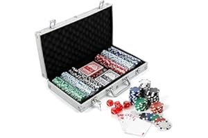 RElove Mallette de Poker 300 pièces | Jeu de Poker 2 étages et dés | Mallette en Aluminium renforcé | Fiches de Casino sans numérotation | Set Professionnel,Mallette Dice Premium 300 jetons