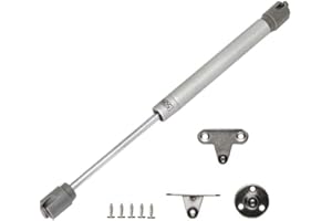 Stolmet Sprężyna gazowa do klap 60 N, okucie klapowe do mebli, drzwi, szafy, drzwi szafy, amortyzatory do szafki kuchennej, system Soft Close, kolor srebrny