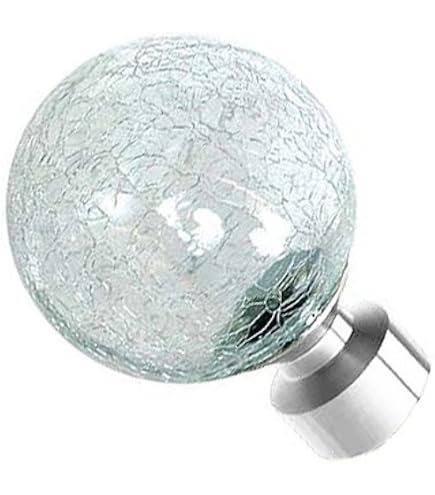 Speedy Cimase Per Aste Tendaggio 28 Mm – Sfera In Vetro E Acciaio Cromato, 2 Pezzi