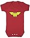 Wonder Woman Baby Vest. (0-3 months, Red Vest)