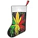 Produktbild quanzhouxuhuixiefu Green Yellow Red Leaf Weed Christmas Stocking,Craft Holiday Hanging Socks Ornaments Decorations Santa Stockings 50CM