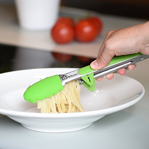 Hebaar – universelle Küchenzange Silikon & Edelstahl rostfrei 2er Set | Grillzange Pfannenwender Bratenwender Nudelzange Fleischzange Kochzange Greifzange Salatbesteck Gebäckzange Grillbesteck Wender - 6