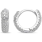 NEREZE 925 Sterling Silver Rhodium Plated 10 mm Zircon Stone Tamtur Earrings