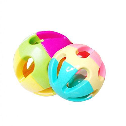 HuntGold 2X Lovely Colorful Plastic Rattle Shake Bell Baby Kids' Educational Toy Ball Christmas Gift(random color)