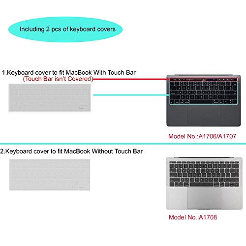MOSISO Plastik Hartschale Schutzhülle Snap Case mit Silikon Klar Tastatur Schutz Abdeckung mit Screen Protector für NEUESTE MacBook Pro 13 Zoll (2016 Freisetzung) A1706 / A1708 mit/ohne Touch Bar and Touch ID, Schwarz - 4