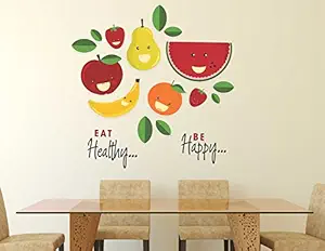 Wallstick Eat Healthy Be Happy Wall Sticker (Vinyl, 49 cm x 4 cm x 4 cm) (57-2657)