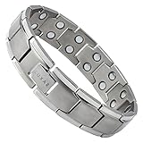 Luxar Men's Titanium Magnetic Linked Bracelet | Double Magnet Strength With Powerful Rare-earth Neodymium Magnets (brushed Titanium)