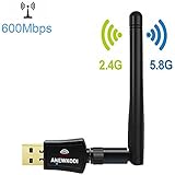 ANEWKODI 600Mbit/s Dualband(5G/433Mbps) Wireless USB Wifi Adapter, Mini Wlan Stick, 802.11n/g/b/a/ac Antenna Network Lan Card für Windows 10/8.1/8/7/XP/Vista (32/64bits) MAC OS