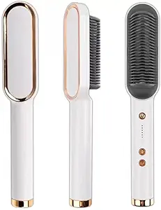 HEMOVIA Hair Straightener Brush, Hair Straightening Iron Built with Comb, Fast Heating & 5 Temp Settings & Anti-Scald, Perfect for Professional Salon