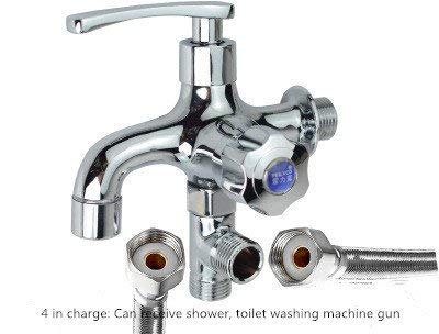 Bathroom Sink Taps,Faucet Faucet Tap Taps Multi-Function Washing Machine mop Pool Full Copper 4/6 Points Double Head Double use one into Two Out Three-Way Water Valve Quick Open, C6