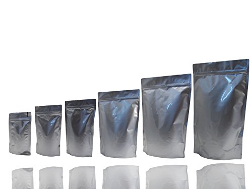 Preisvergleich Produktbild 250 ML, METALIZED LOOK STEHEN VERSCHLIESSBARE TASCHE SILBER MATT