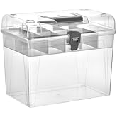 Multi-Purpose Portable Transparent Organizer Box with Adjustable Plastic Partition Makeup Hobby Storage Box Car-G for Office Desk