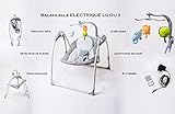 Elektrische Babyschaukel Automatische Baby Wiege Wippe LILOU 2 ( Fernbedienung, MP3-Player via USB, Netzadapter) - 7