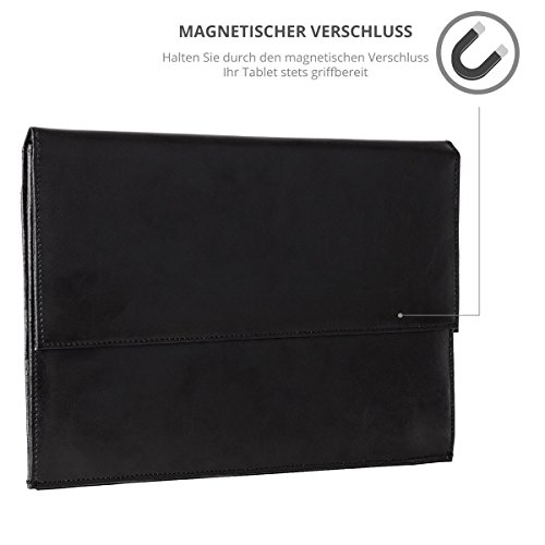 eFabrik Leder Tasche für Microsoft Surface Pro (2017) | Surface Pro 4 Schutz Hülle Cover Sleeve, Farbe:Schwarz - 6
