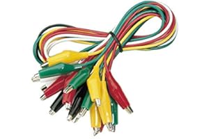 PERFECTHD Zestaw zacisków krokodylkowych do kabli | 10 sztuk | po 2 x czerwony, zielony, czarny, biały i żółty | długość kabla 50 cm | kabel kontrolny z izolowanymi zaciskami | zacisk zaciskowy do wtyku