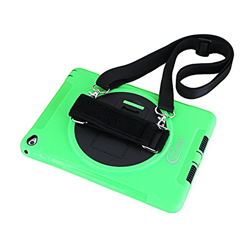 Cellular360 Apple iPad Air 2 Schock-und Drop-proof Hülle, Kopfstützen-Halterung mit einem Griff, einem Schultergurt und einem 360 Grad drehbaren Standfußdrehbaren (Apple iPad Air 2,Schulterriemen- Grün) - 4