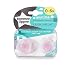 TOMMEE TIPPEE "ANY TIME" Nr.43335464- 2x Soothers Pacifiers Dummies Orthodontic Silicone/PINK+TRANSPARENT(0-6m)
