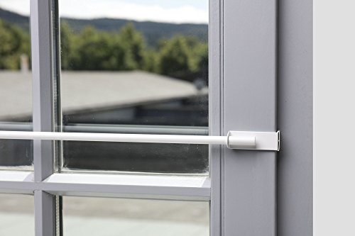 Spannvitrage Gardinenstange Weiß aus Metall verschiedene Größen ausziehbar ohne Bohren (90-130 cm)