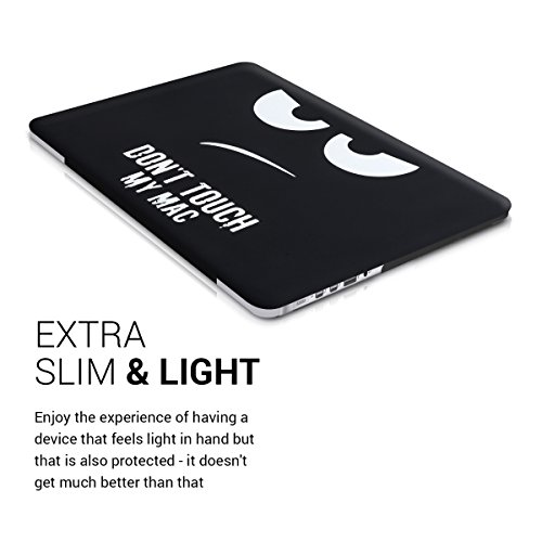 kwmobile Hardcase Laptop Hülle für Apple MacBook Pro Retina 15″ (ab Anfang 2013) – Don’t touch my Mac Design Weiß Schwarz dünne gummierte Schutzhülle Cover Case Tasche - 4