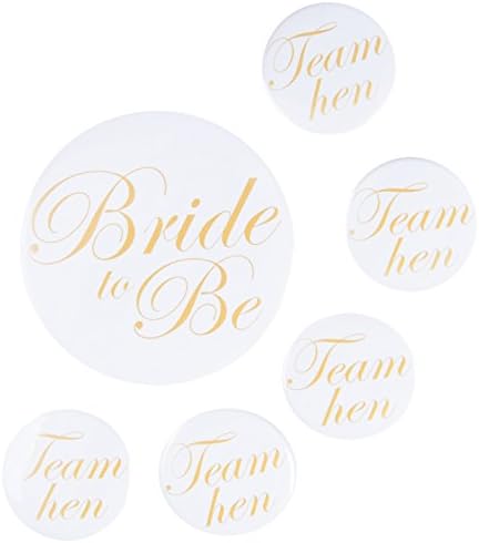 Team Hen 1 Bride Badge and 5 Hen Badge (One Size), Gold