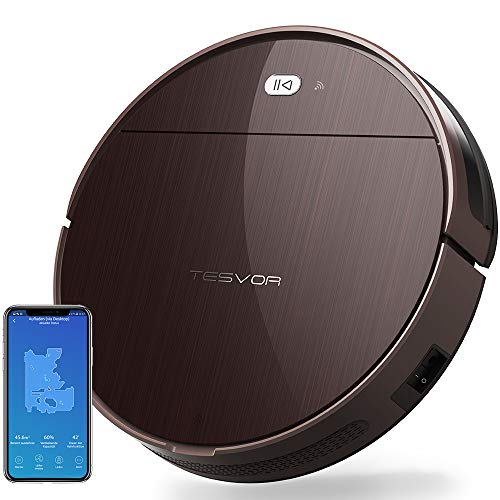 TESVOR Aspirapolvere Robot V300 con mappatura stanza in tempo reale, Aspiratore robotizzato ad alte prestazioni contro peli e capelli, Ottimo per pavimenti lisci, compatibile con ALEXA/Google Home